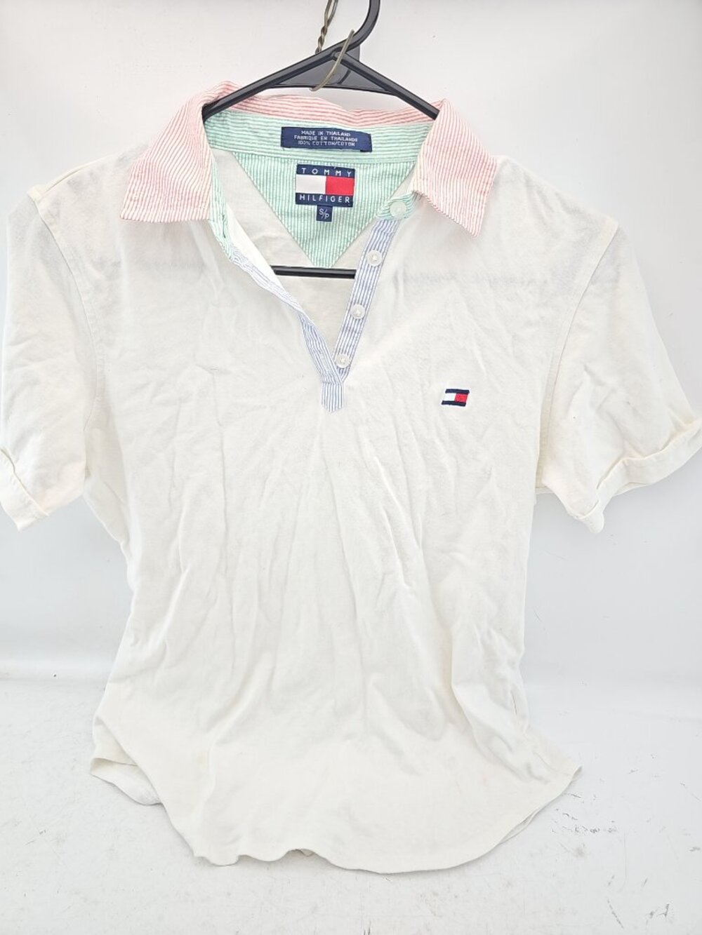 Tommy Hilfiger Striped Collar White Polo